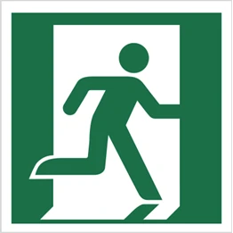 Znak WYJŚCIE EWAKUACYJNE PRAWOSTRONNE 15x15cm płyta fotoluminescencyjna ISO 7010
